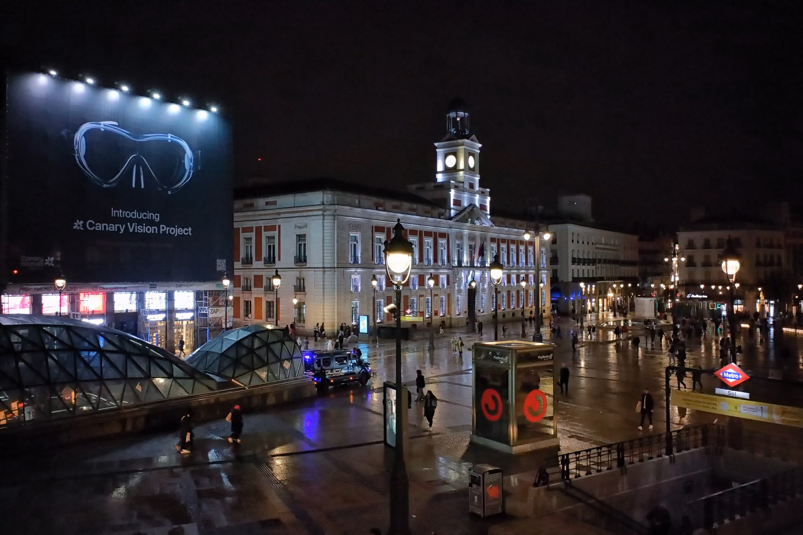 Present-day view of the Puerta del Sol in Madrid